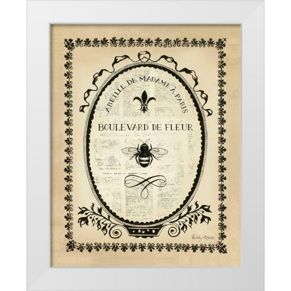 Adams, Emily 12x14 White Modern Wood Framed Museum Art Print Titled - Paris Bees II