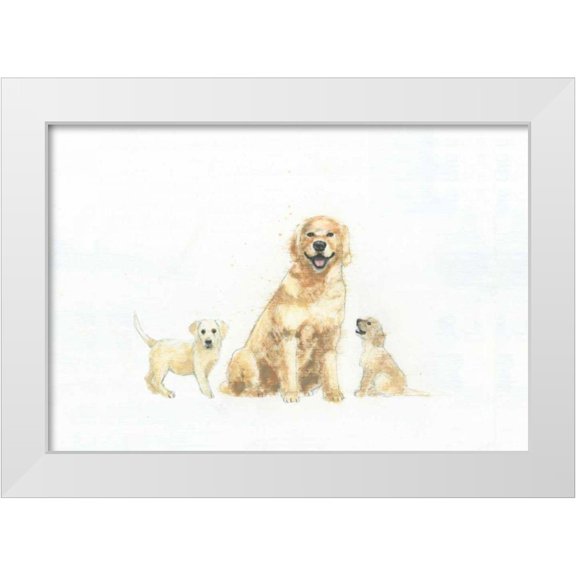 Adams, Emily 14x11 White Modern Wood Framed Museum Art Print Titled - Dog and Puppies