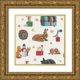 thumbnail image 1 of Adams, Emily 15x15 Gold Ornate Wood Framed with Double Matting Museum Art Print Titled - Christmas Critters Bright Pattern IIIB, 1 of 4