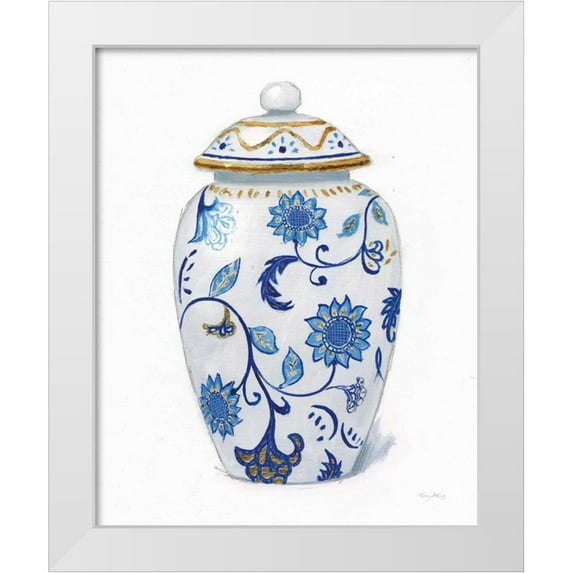 Adams, Emily 15x18 White Modern Wood Framed Museum Art Print Titled - Flora Chinoiserie I