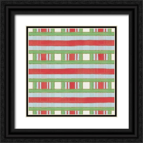Adams, Emily 20x20 Black Ornate Wood Framed with Double Matting Museum Art Print Titled - Christmas Critters Bright Pattern VIB