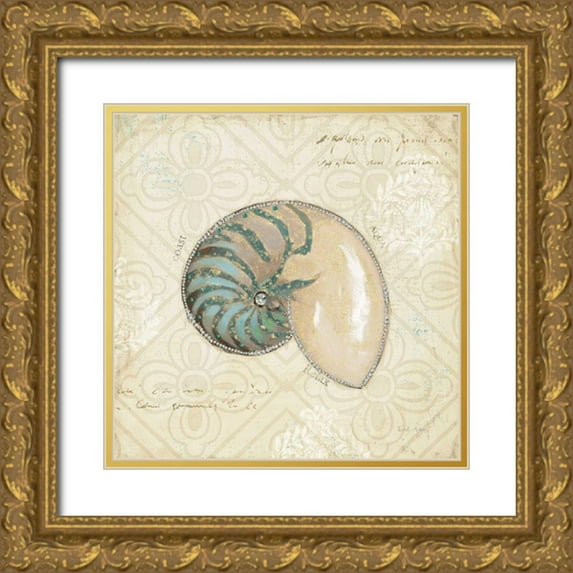 Adams, Emily 20x20 Gold Ornate Wood Framed with Double Matting Museum Art Print Titled - Beach Treasures III