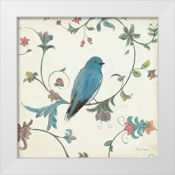 Adams, Emily 20x20 White Modern Wood Framed Museum Art Print Titled - Birds Gem I