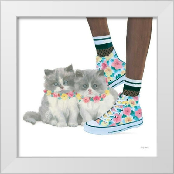 Adams, Emily 20x20 White Modern Wood Framed Museum Art Print Titled - Cutie Kitties VII