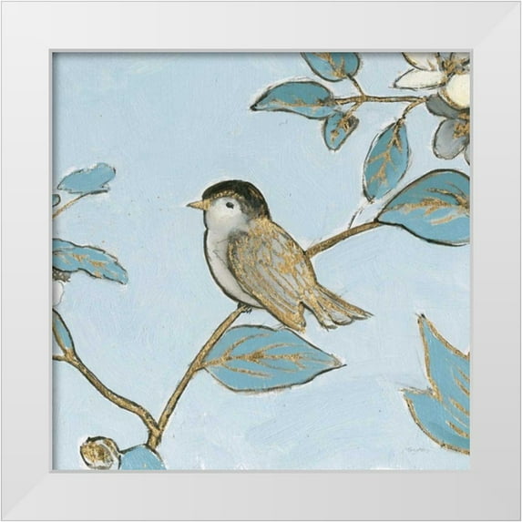 Adams, Emily 20x20 White Modern Wood Framed Museum Art Print Titled - Toile Birds II