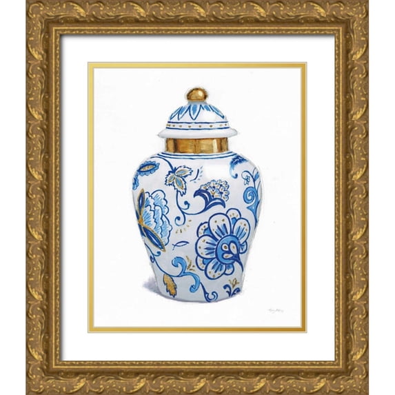 Adams, Emily 20x24 Gold Ornate Wood Framed with Double Matting Museum Art Print Titled - Flora Chinoiserie II