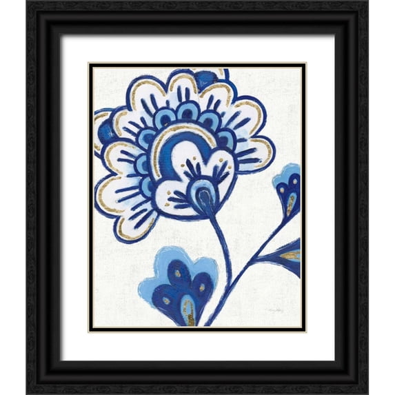 Adams, Emily 26x32 Black Ornate Wood Framed with Double Matting Museum Art Print Titled - Flora Chinoiserie VI Textured