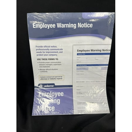 Adams Employee Warning Notice Pads 50 forms, Brand New Sealed HR114