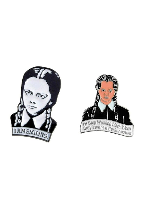 Adams Family Wednesday Set of 2 Enamel Metal Pins
