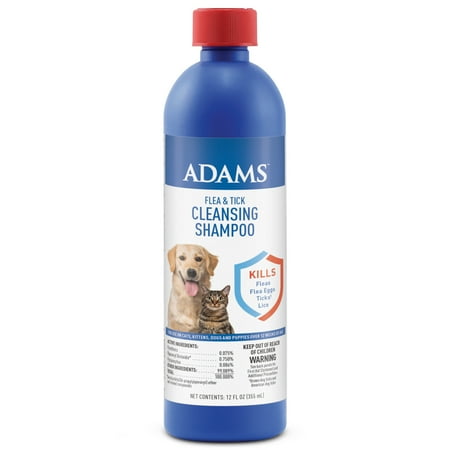 ADAMS Flea & Tick Cleansing Shampoo For Dogs, Cats, 12 Ounces