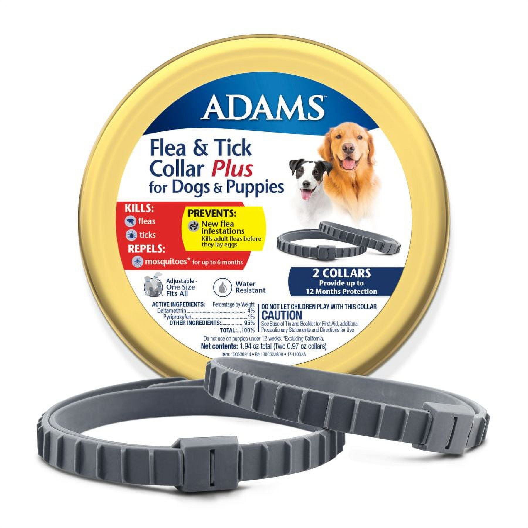 Adams Flea & Tick Collar Plus for Dogs & Puppies [Dog, Flea & Tick