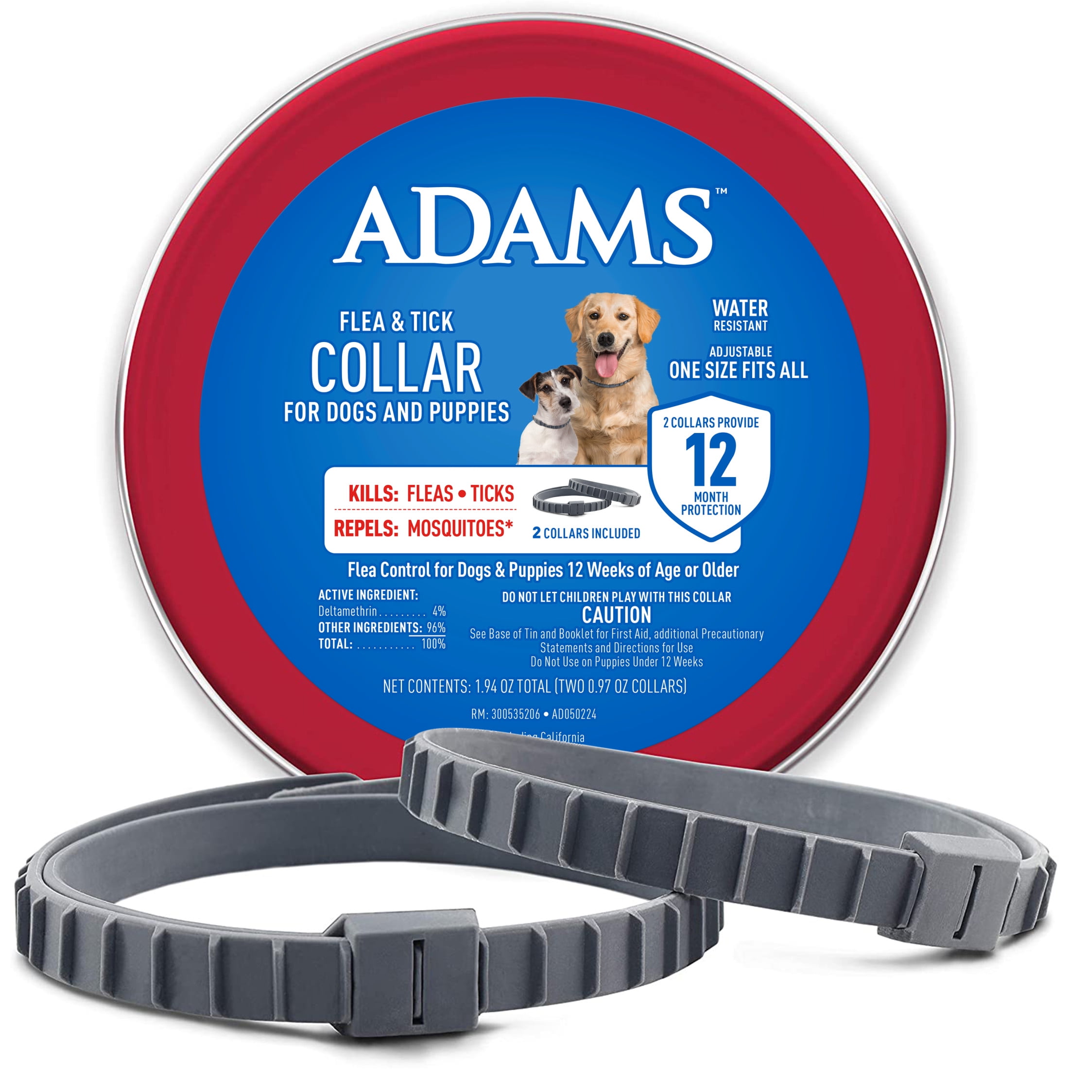 Adams Flea & Tick Collar for Dogs and Puppies, 2 Pack, Value Pack