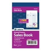 Adams General Purpose Sales Books, 2-Part Carbonless, 3-11/32 in. x 5-5/8 in., 50 Sets per Book, 3/Pack