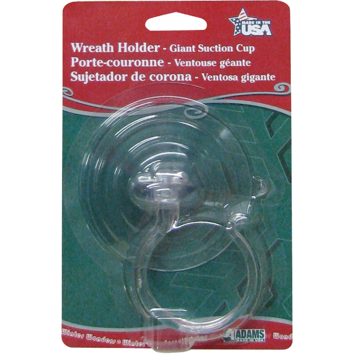 Clear Giant Suction Cup Wreath Holder with Hook