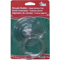 Clear Giant Suction Cup Wreath Holder with Hook