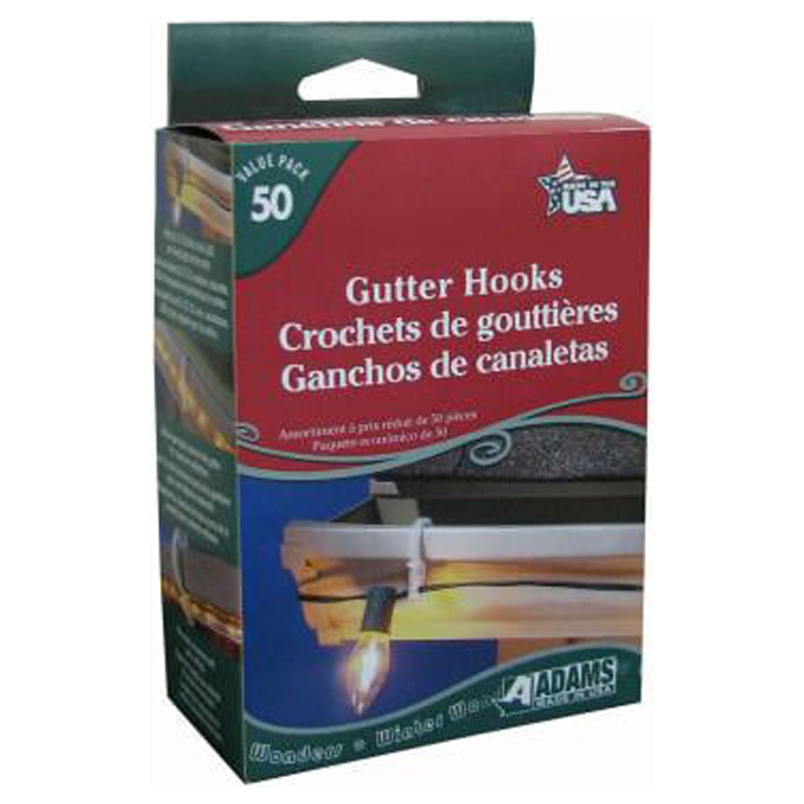Clear Polypropylene Gutter Hook for Lights, Pack of 50