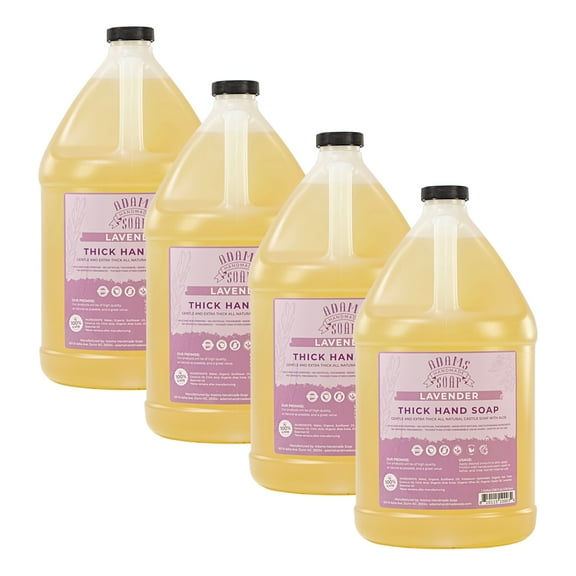 Adams Handmade Soap Thick Organic Castile Liquid Hand Soap 1 Gallon Refill - Lavender (Pack of 4)