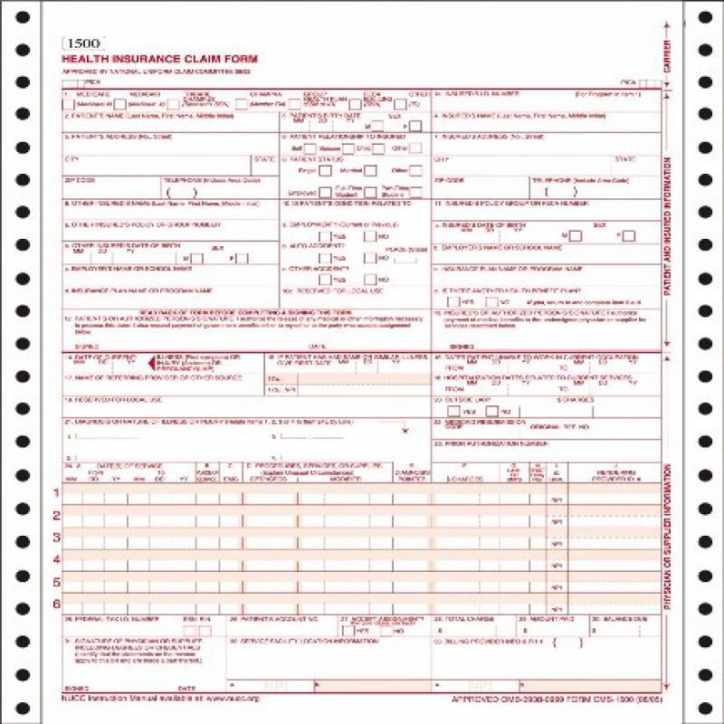 Adams Health Insurance Claim Forms, Continuous, 9.5 X 11 Inches, White 