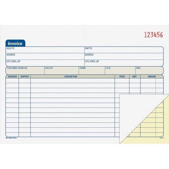 Adams Invoice, 2-Part, Carbonless, 50 Sets per Book
