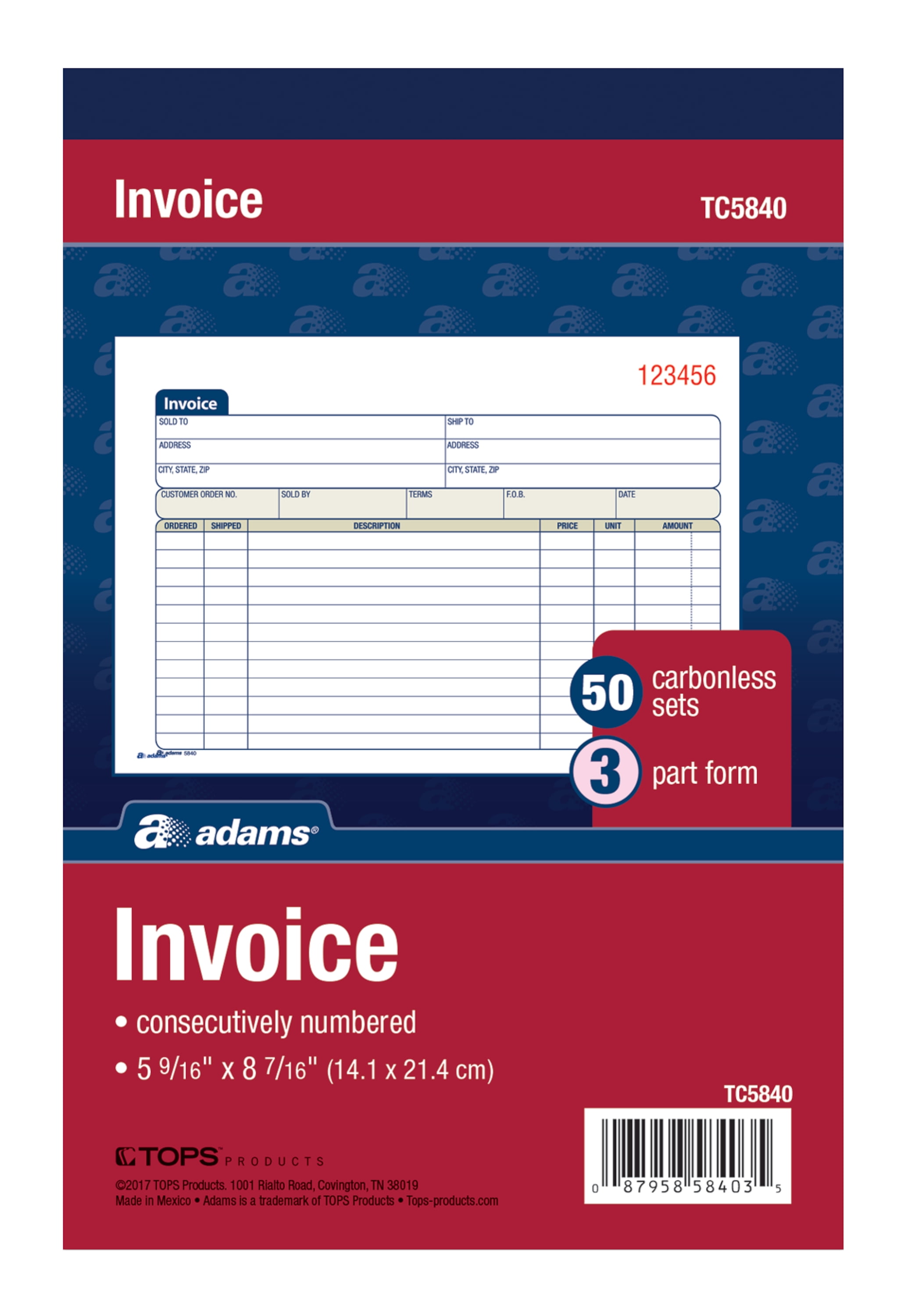 Blue Summit Supplies Receipt Books with 3-Part Carbonless Forms, 5 Pac