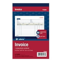 Adams® Invoice Book, 3-Part, Carbonless, White, Canary, Pink, 8-7/16" x 5-9/16", 50 Sets