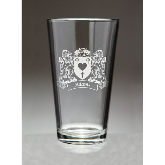 Adams Irish Coat of Arms Lions Pint Glasses (Sand Etched)
