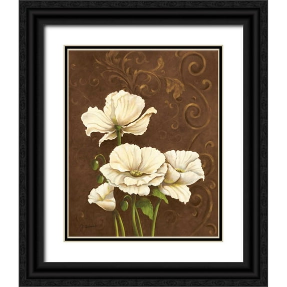 Adams, J. 15x18 Black Ornate Wood Framed with Double Matting Museum Art Print Titled - Moonlight Poppies I