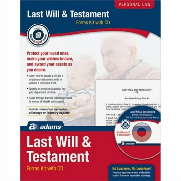 Adams Last Will & Testament Kit Legal Reference - 1 - PC, Intel-based Mac