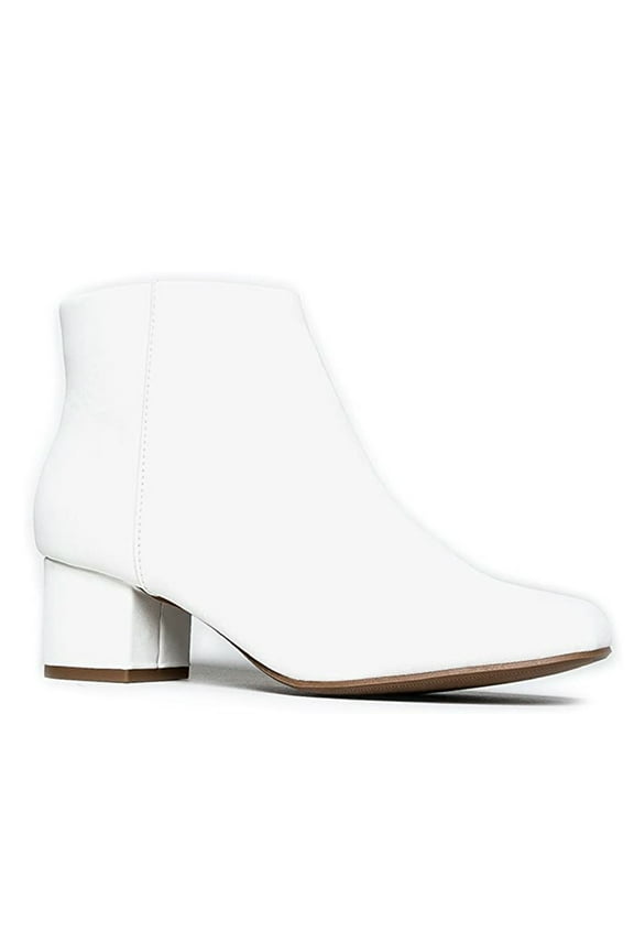 Jody Ankle Bootie - Low Heel Zip Up Round Toe Stylish Vegan Leather Boots