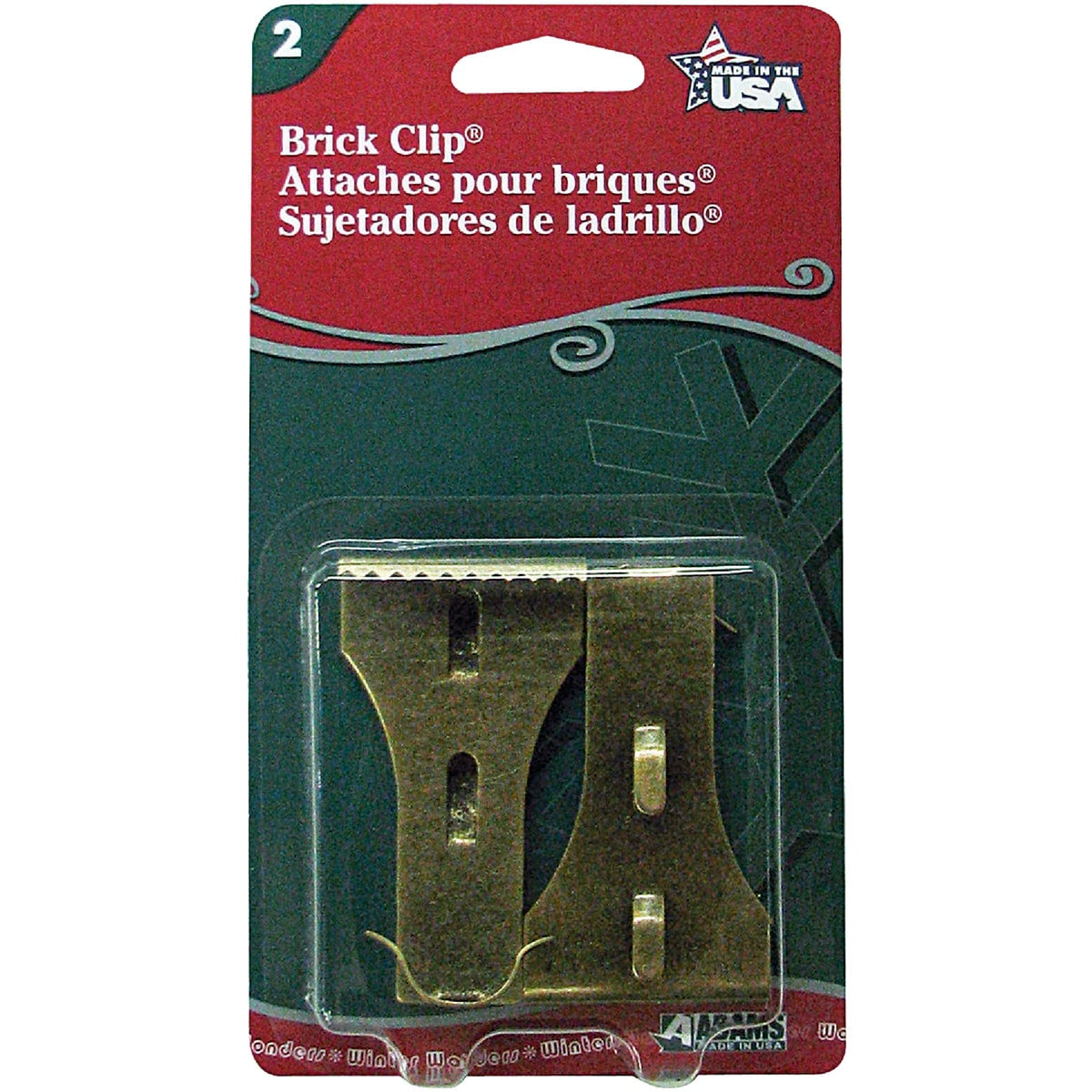 Antique Metal Brick Clips for Hanging Decorations, 2-Pack