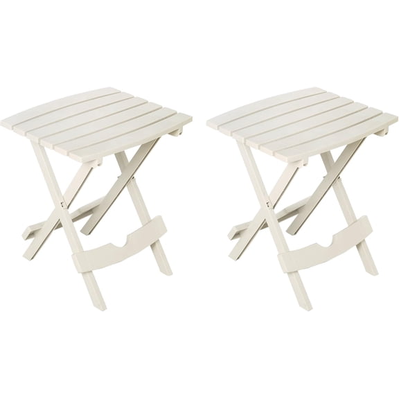 Adams Manufacturing 8500-48-4702 Plastic Quik-Fold Side Table 2 Pack, White-2-piece set