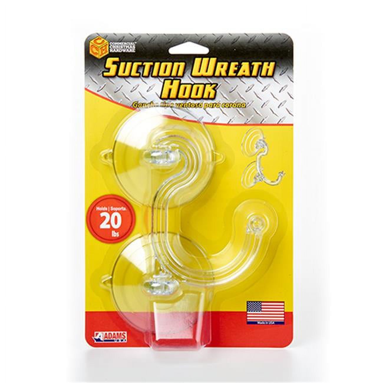 Adams Manufacturing Double Suction Wreath Hook