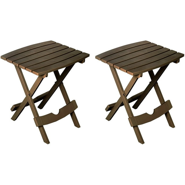 Adams Manufacturing Outdoor Modern and Storage Plastic End Table, Brown (2 Pack)