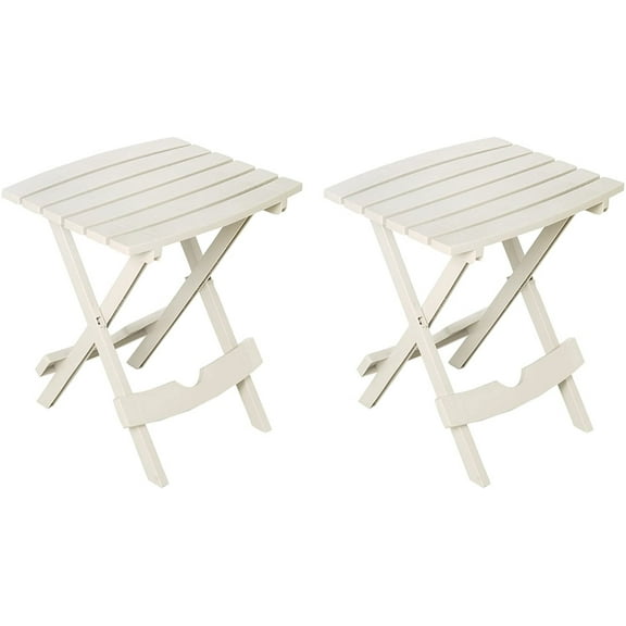 Adams Manufacturing Outdoor Plastic Quik-Fold Side Table, White (Set of 2)