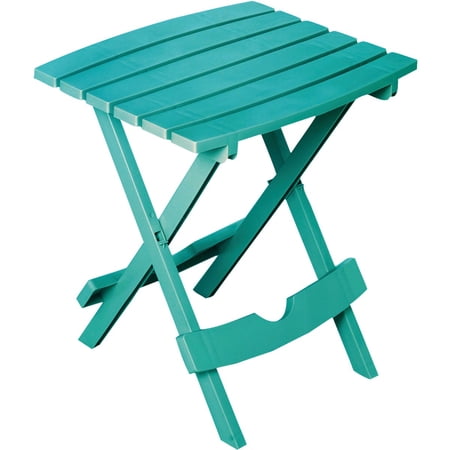 Adams Quik-Fold Side Table - Folding Resin, Rectangle - Blue, 17.38 in