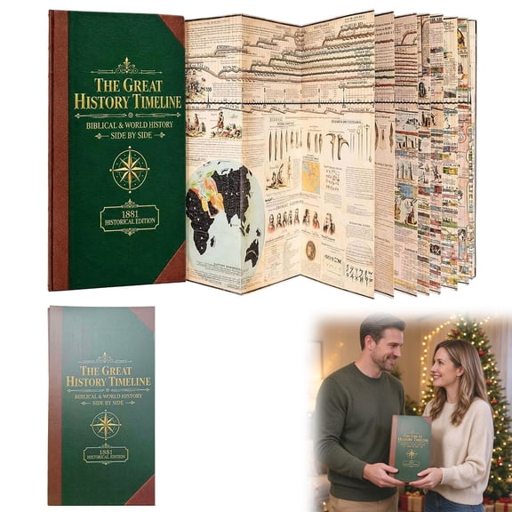 Adams Map of History, Graphic Bible Full Timeline Chart 21 Panel, Adams Time Chart 3.0, 1881 Historical Edition Biblical & World Events, Educational Poster for Classroom Home Study & Historical