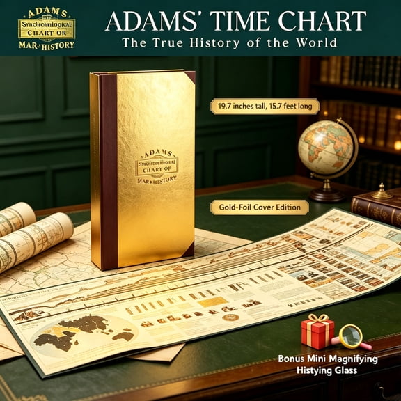 Adams Map of History, New Gold-stamped Cover Adamss Time Chart 2.0, Foldable Biblical World Historical Synchronological Timeline with A Magnifying Glass, Ideal Gift for Mom Dad Adults Teen