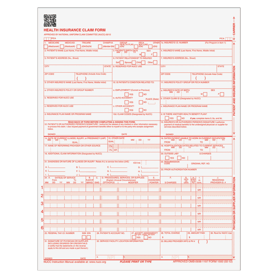 Adams® Medical Claim Forms, Pack Of 250