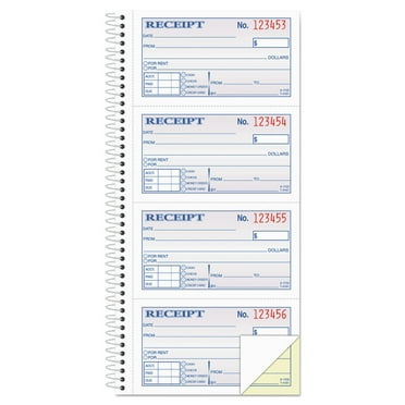 Adams Money And Rent Receipt Book, 2-Part Carbonless, 5-1/4 X 11, Spiral Bound, 200 Sets Per Book