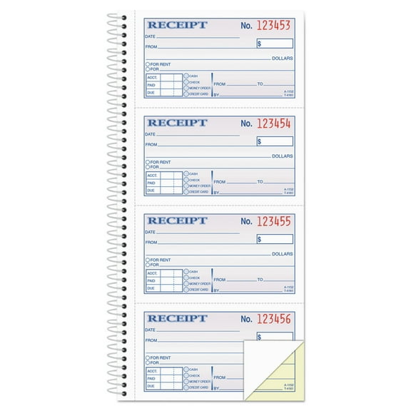 Adams Money And Rent Receipt Book, 2-Part Carbonless, 5-1/4 X 11, Spiral Bound, 200 Sets Per Book