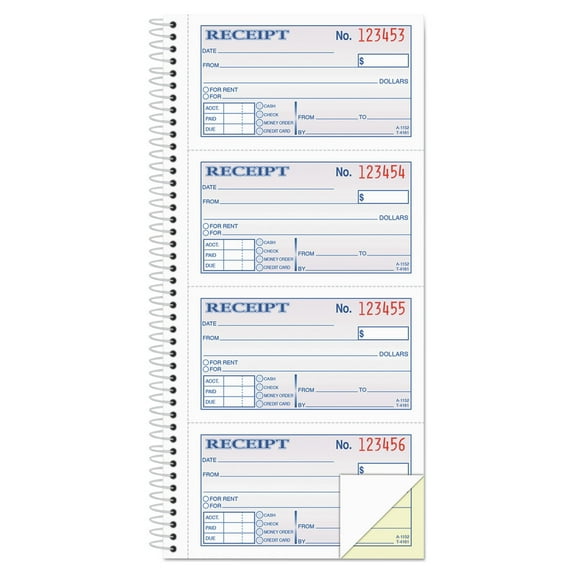 Adams Money And Rent Receipt Book, 2-Part Carbonless, 5-1/4 X 11, Spiral Bound, 200 Sets Per Book