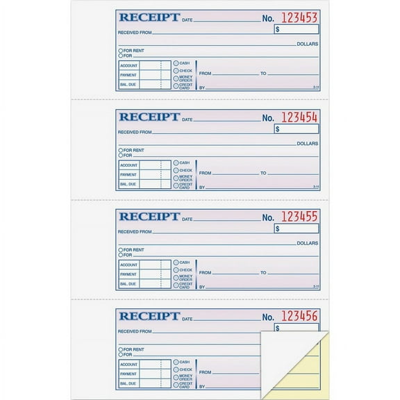 Adams Money/Rent Receipt Book - 200 Sheet(s) - Tape Bound - 2 PartCarbonless Copy - 7.62" x 11" Sheet Size - White - 1 Each | Bundle of 2 Each