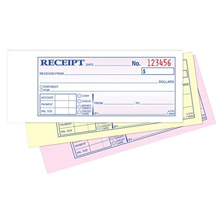 Adams Money and Rent Receipt Book, 3-Part, Carbonless, 2-3/4 x 7-3/16 Inch, 50 Sets, 3-Pack, White and Canary and Pink (TC2701-3)