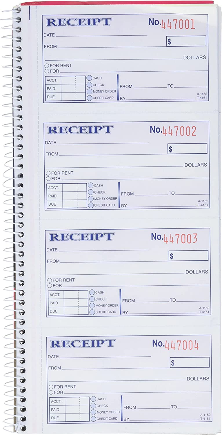 Adams Money and Rent Receipt Book, 2Part Carbonless, 51/4" x 11