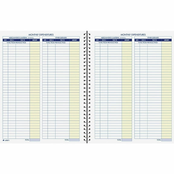 Adams Monthly Bookkeeping Record