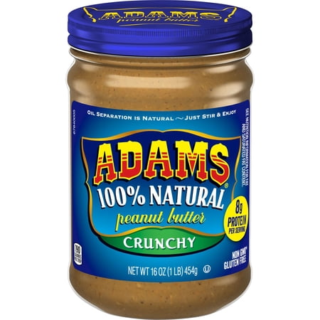 Adams Natural Crunchy Peanut Butter, 16 oz Jar