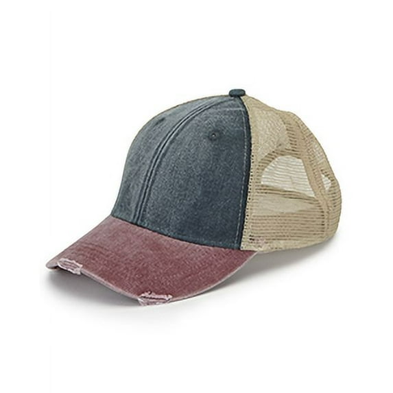 Adams OL102 Distressed Ollie Cap - Navy Burgundy Tan