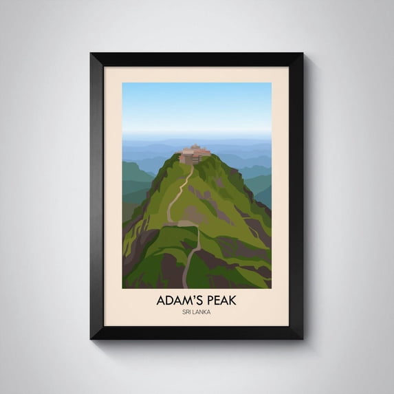Adams Peak Sri Pada Mountain Sri Lanka Buddhist Temple Art, Stretched Canvas 8x10in