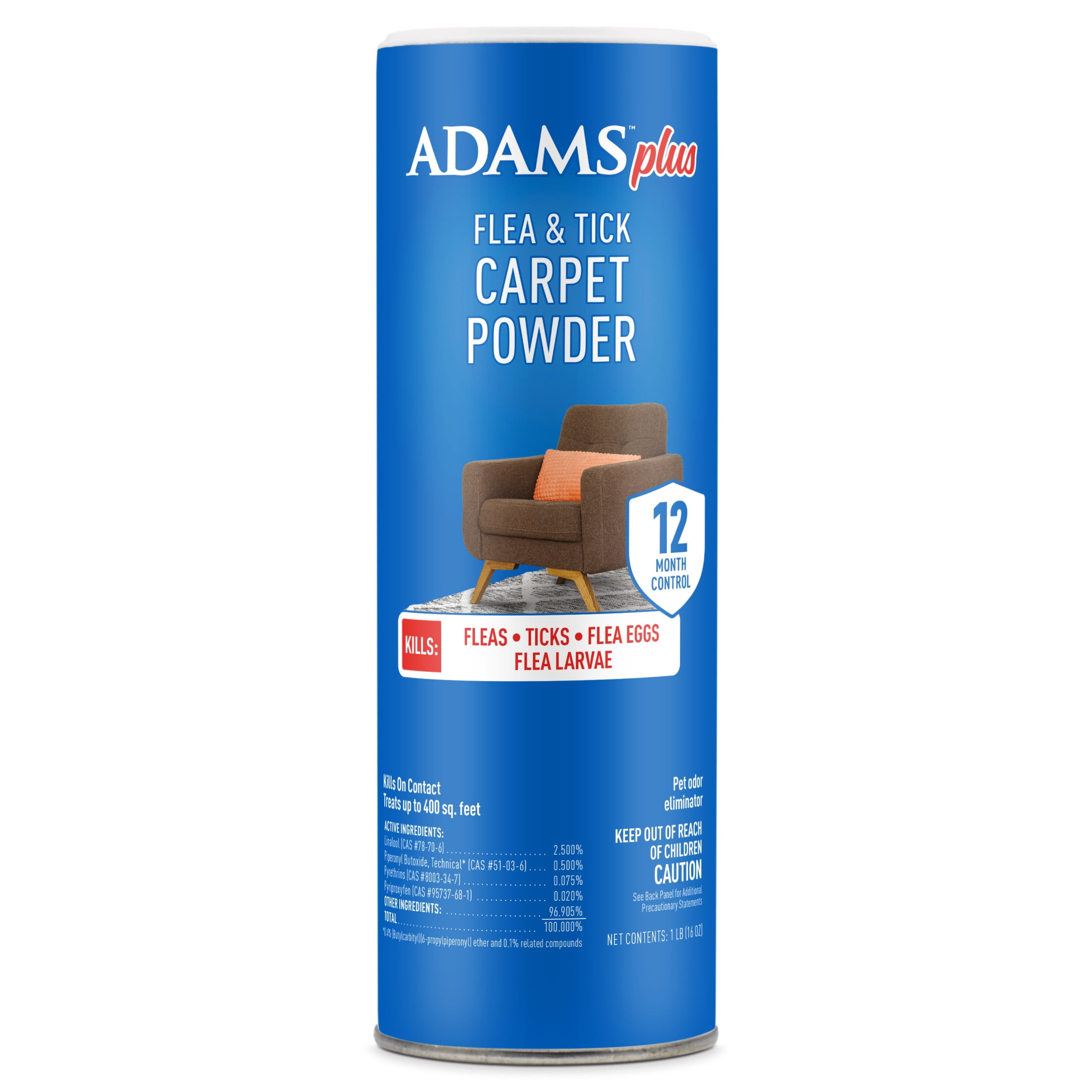 Adams Plus Carpet Powder, Kills Fleas & Ticks, 16 Ounces, Citrus Scent