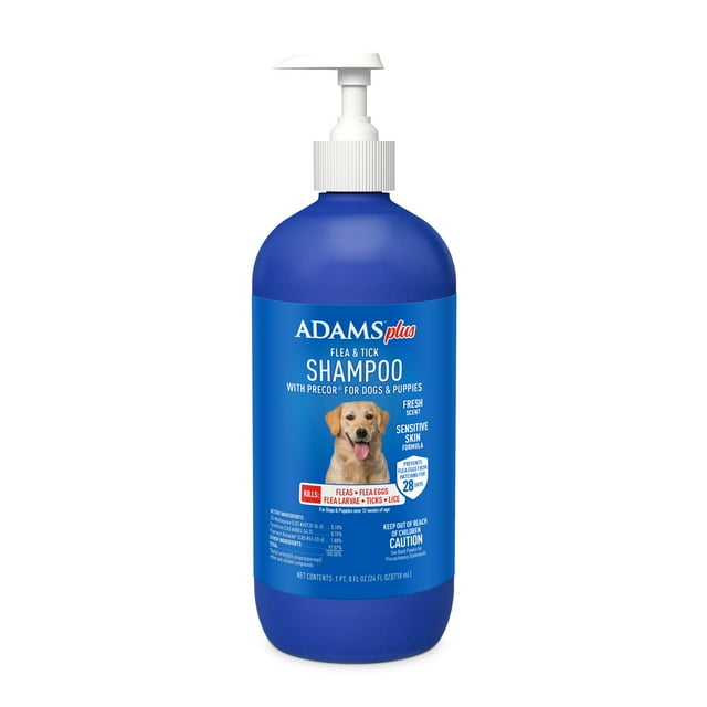 Adams Plus Flea & Tick Shampoo with Precor for Dogs & Puppies over 12 Weeks of Age, 24 oz